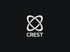 CREST logo, in white, on a black background.